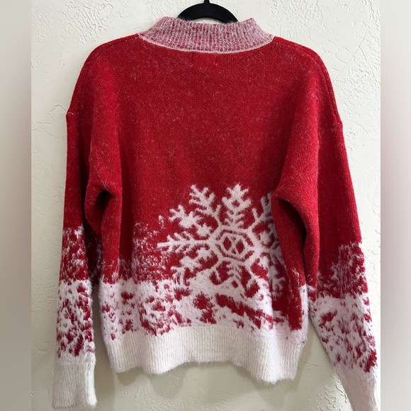 BiBi Red and White Snowflake Sweater - Picture 2 of 6